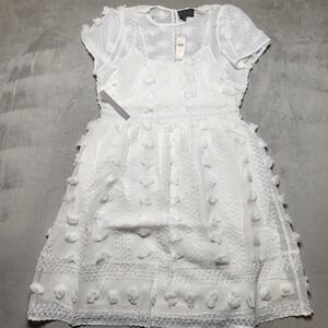 NWT Anthropologie Sunday in Brooklyn Ivory Bonita Textured Mini Dress Size 16